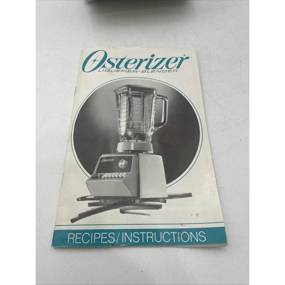 Vtg Oster 12 Speed Osterizer Blender #852-08B 5 Cup Glass Pitcher w/Instructions